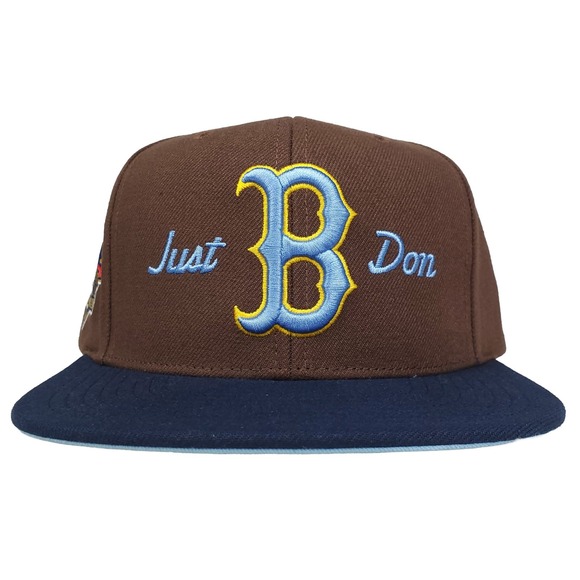 Just Don Boston Red Sox Mitchell & Ness‎ MLB Snapback Hat Cap 3D Logo Brown New
